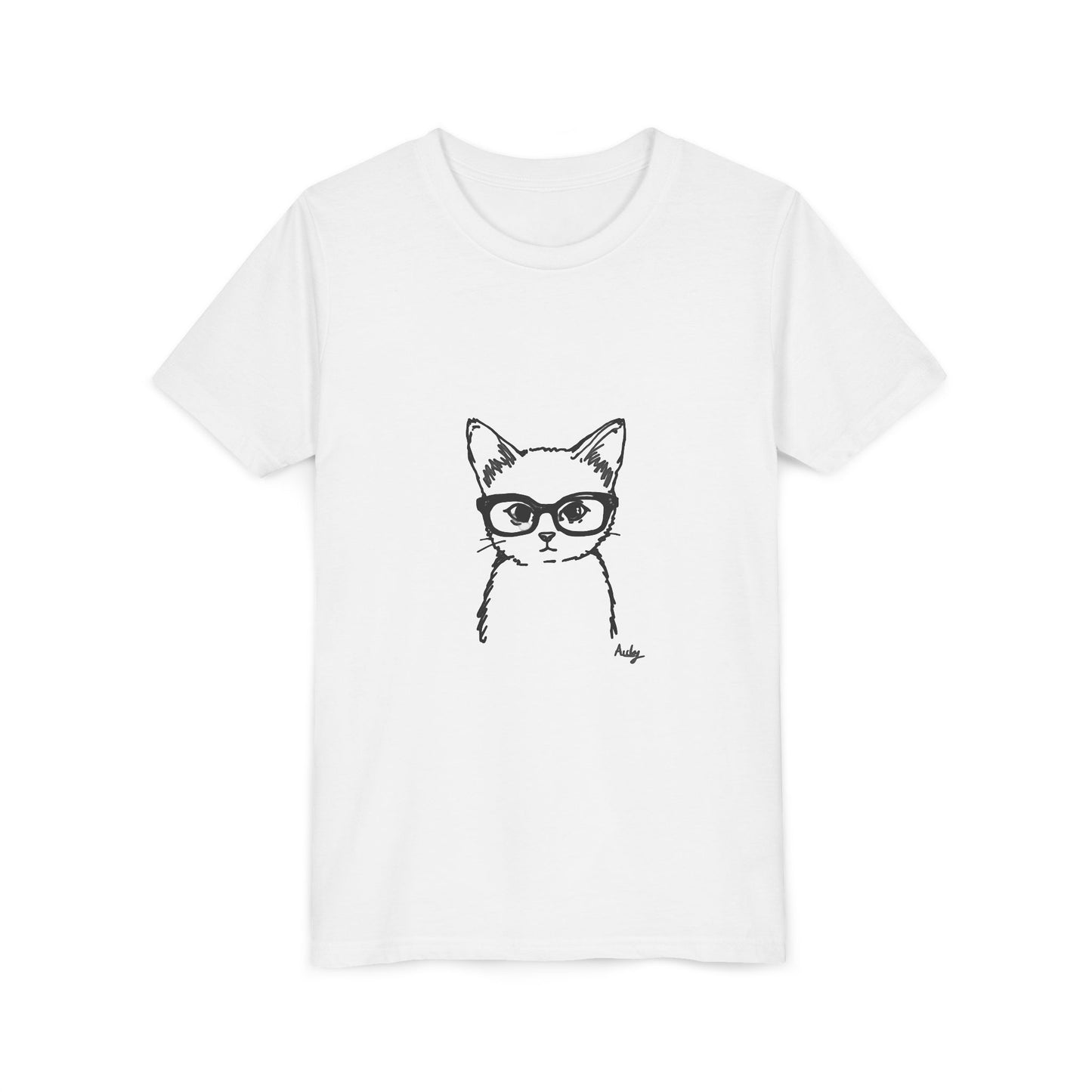 Kids Cat Tee with Glasses – Cute Nerdy Kitten Youth T-Shirt