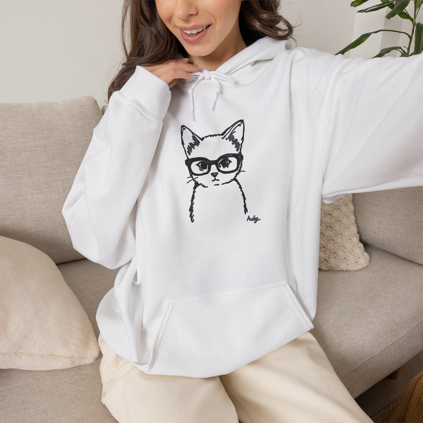 Cool Cat Hoodie – Minimal Sunglasses Cat Graphic Hooded Sweatshirt