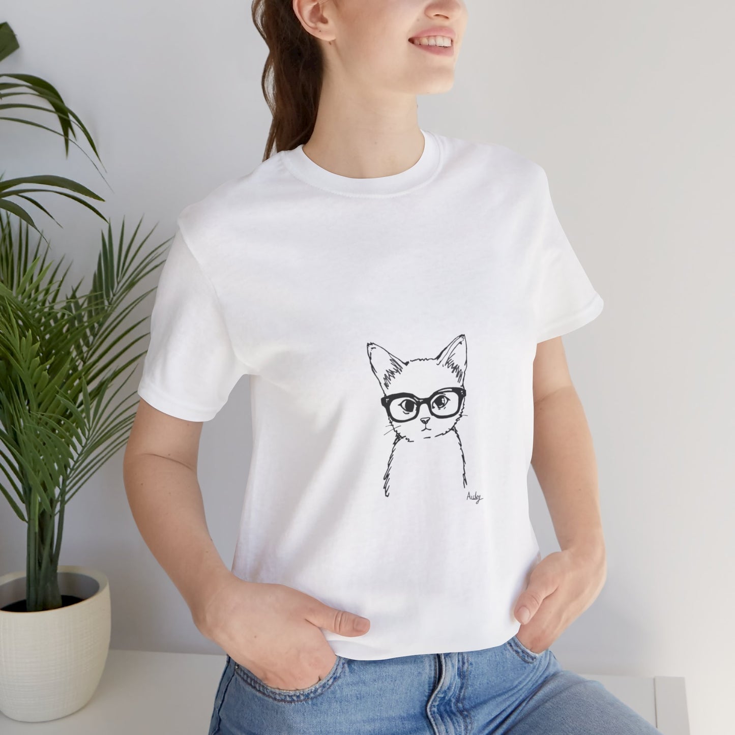Cat with Glasses T-Shirt — Cute Geeky Kitty Graphic Tee