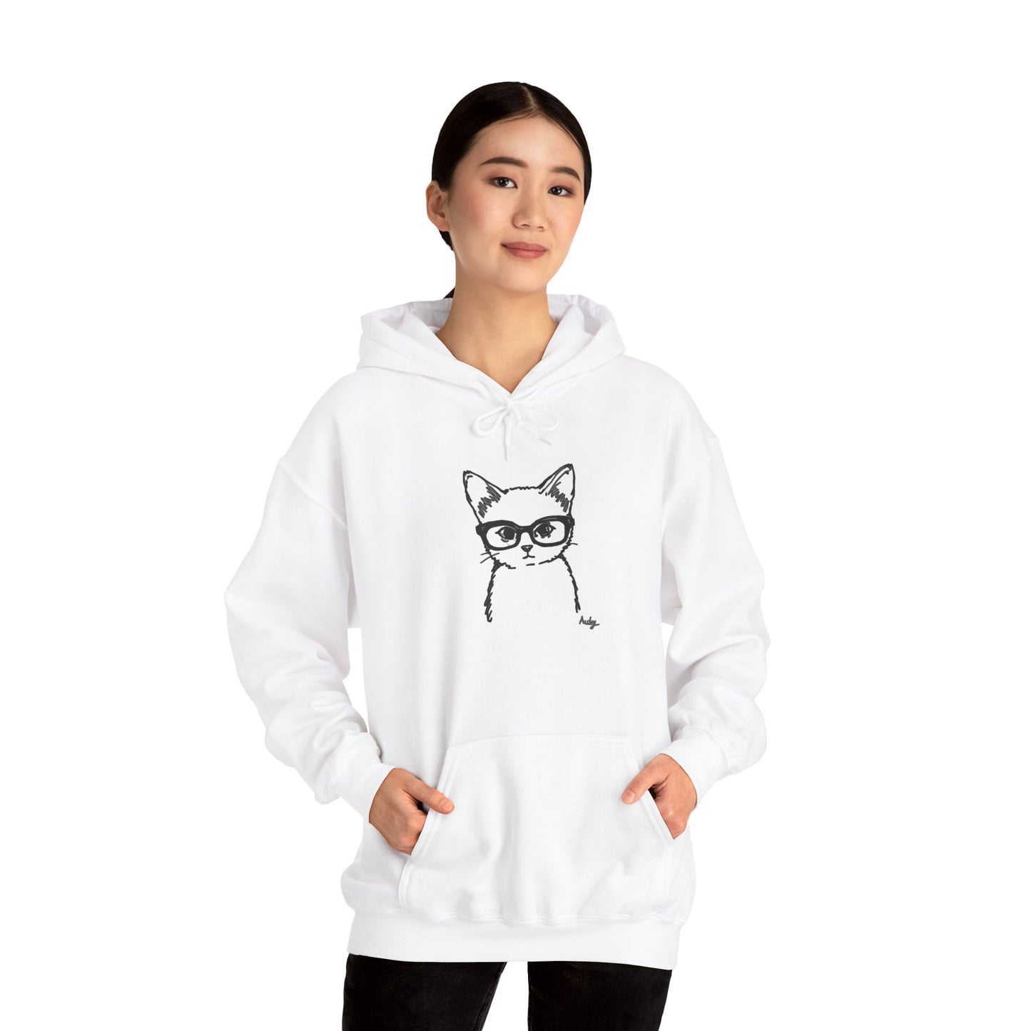 Cool Cat Hoodie – Minimal Sunglasses Cat Graphic Hooded Sweatshirt