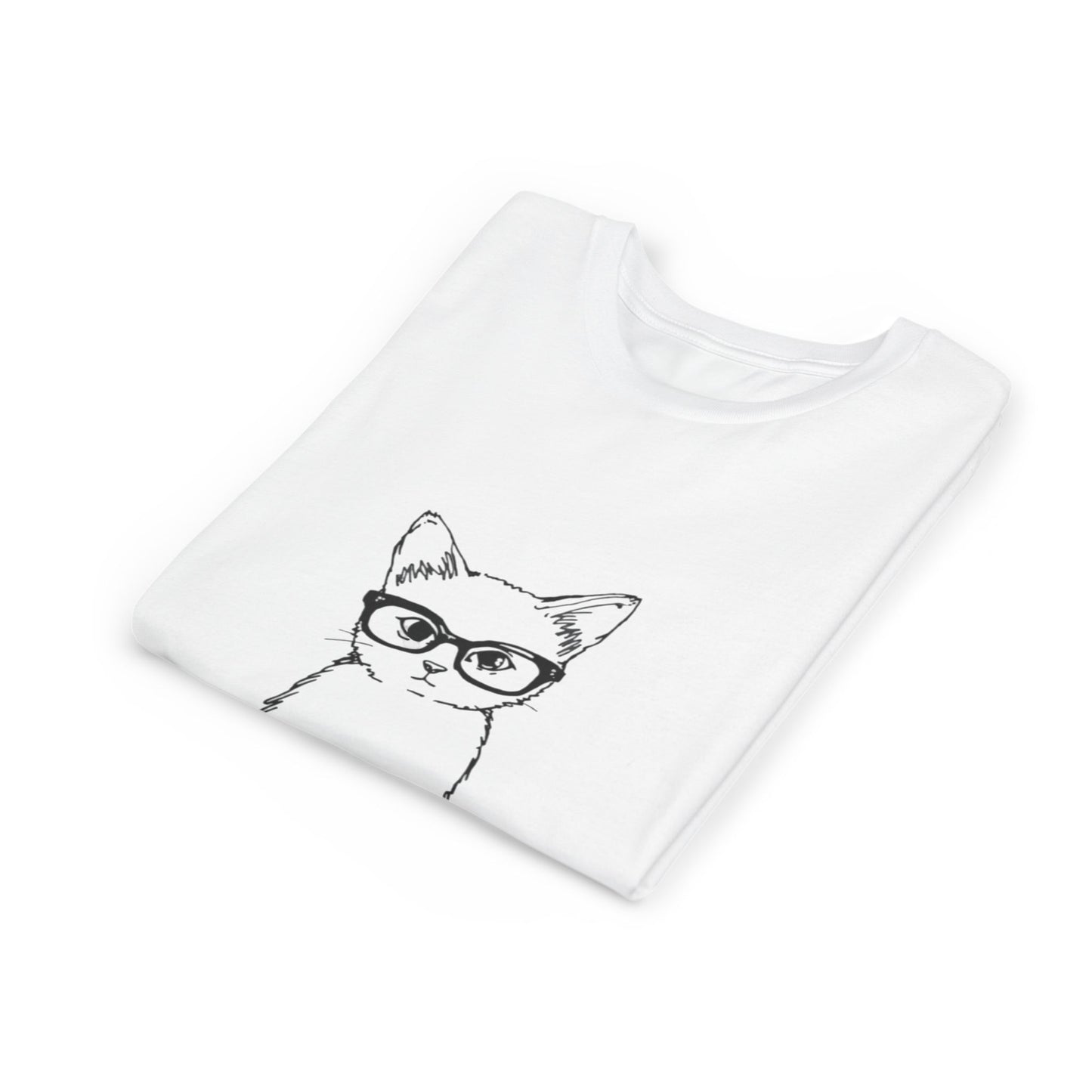 Kids Cat Tee with Glasses – Cute Nerdy Kitten Youth T-Shirt