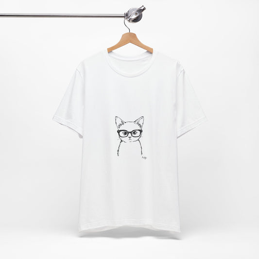 Cat with Glasses T-Shirt — Cute Geeky Kitty Graphic Tee